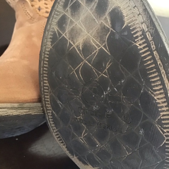 Circle G Western leather booties camel brown Sz 6 - Picture 9 of 10